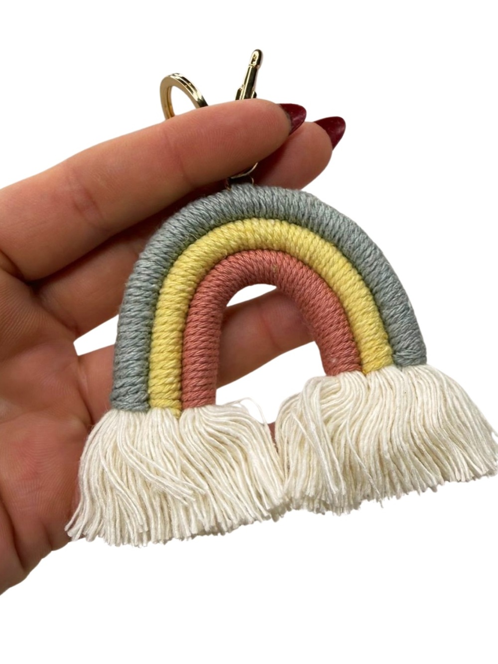 BUY NOW PICK ONE Boho Rainbow Macrame Keychain Bag Charm - Picture 4 of 4
